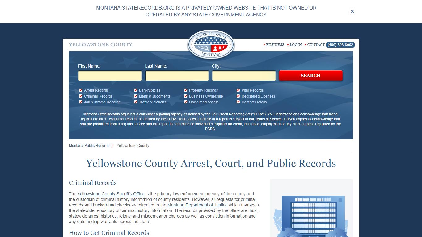 Yellowstone County Arrest, Court, and Public Records