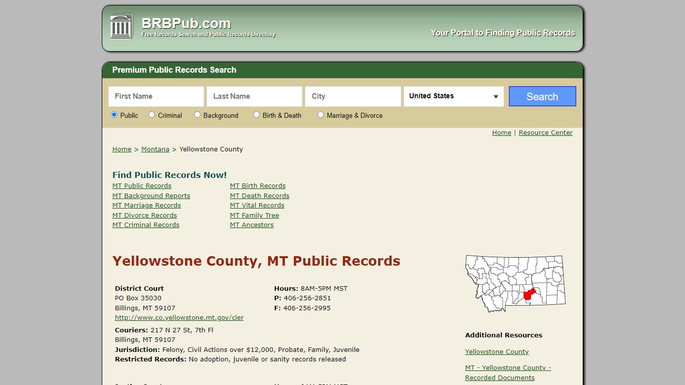 Yellowstone County Public Records | Search Montana ...