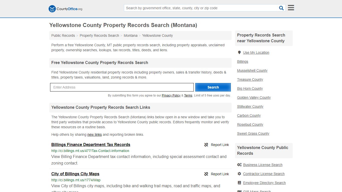 Property Records Search - Yellowstone County, MT ...